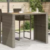Szürke polyrattan kerti bárasztal akácfa lappal 145x80x110 cm