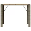 Szürke polyrattan kerti bárasztal akácfa lappal 145x80x110 cm
