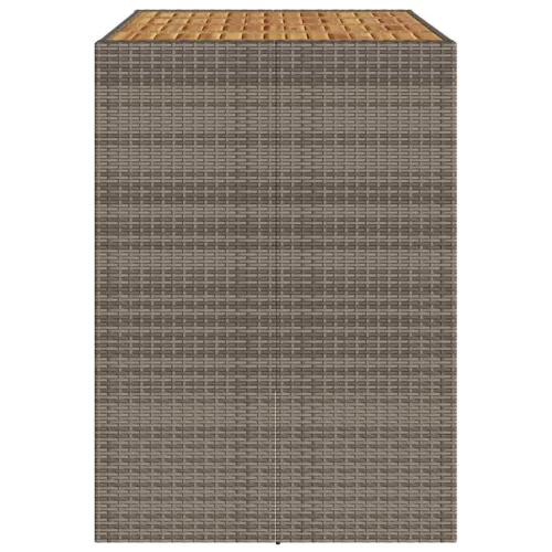 Szürke polyrattan kerti bárasztal akácfa lappal 145x80x110 cm