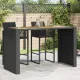 Fekete polyrattan kerti bárasztal akácfa lappal 185x80x110 cm