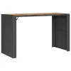 Fekete polyrattan kerti bárasztal akácfa lappal 185x80x110 cm