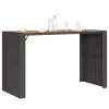 Fekete polyrattan kerti bárasztal akácfa lappal 185x80x110 cm