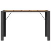 Fekete polyrattan kerti bárasztal akácfa lappal 185x80x110 cm
