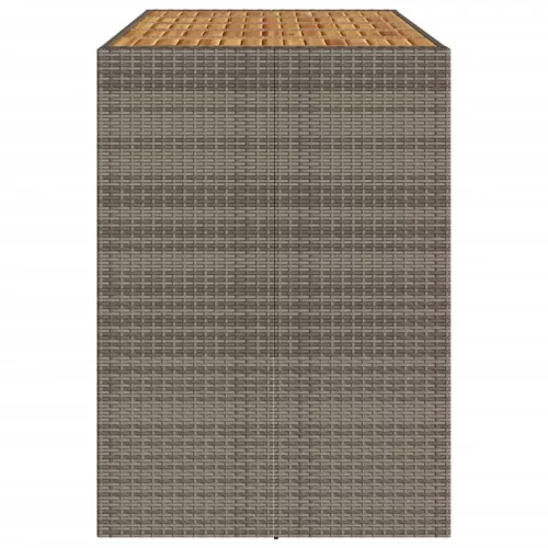 Szürke polyrattan kerti bárasztal akácfa lappal 185x80x110 cm