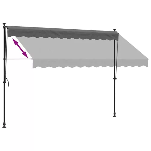 Antracit szövet és acél feltekerhető napellenző 300 x 150 cm