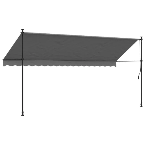 Antracit szövet és acél feltekerhető napellenző 400 x 150 cm