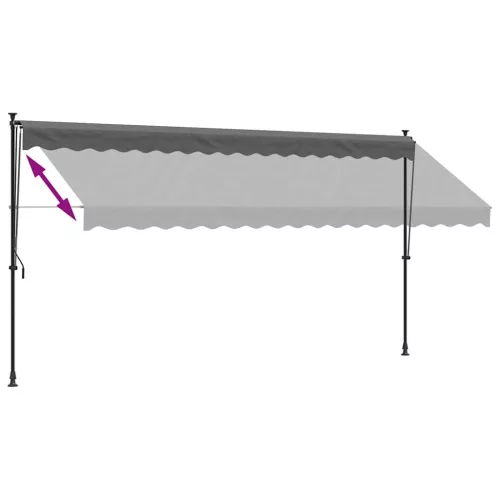 Antracit szövet és acél feltekerhető napellenző 400 x 150 cm