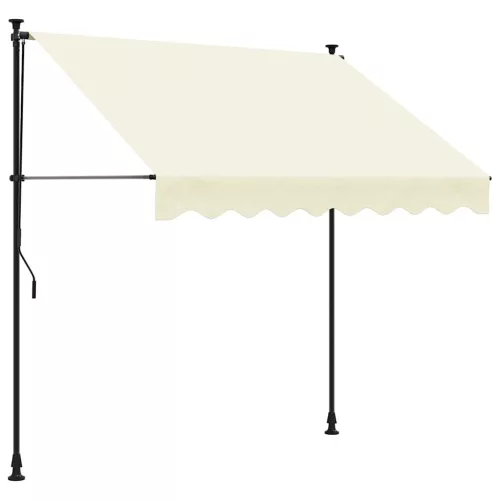 Krémszínű szövet és acél feltekerhető napellenző 250 x 150 cm