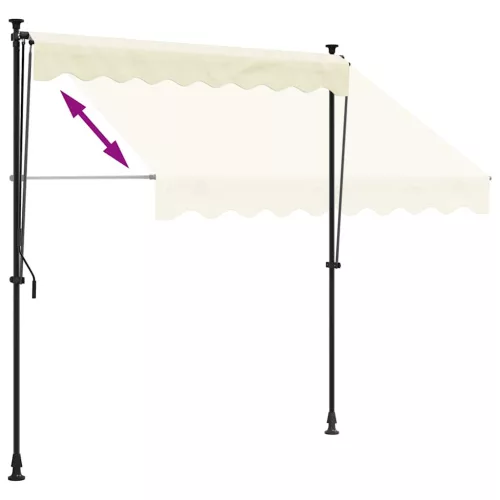 Krémszínű szövet és acél feltekerhető napellenző 250 x 150 cm