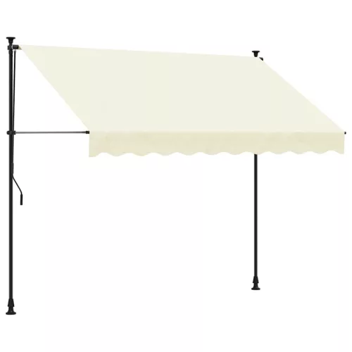 Krémszínű szövet és acél feltekerhető napellenző 300 x 150 cm