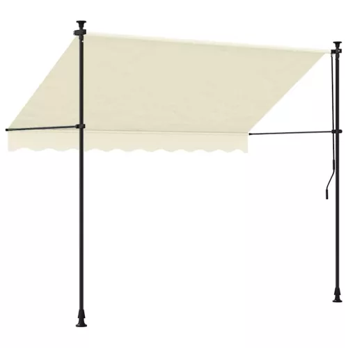 Krémszínű szövet és acél feltekerhető napellenző 300 x 150 cm