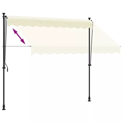Krémszínű szövet és acél feltekerhető napellenző 300 x 150 cm