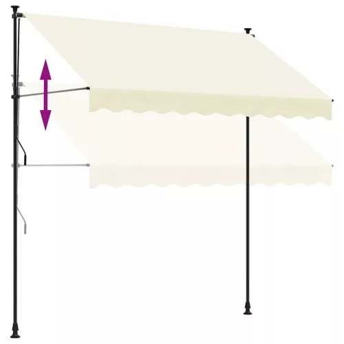 Krémszínű szövet és acél feltekerhető napellenző 300 x 150 cm