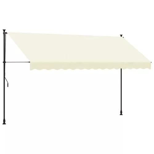 Krémszínű szövet és acél feltekerhető napellenző 350 x 150 cm