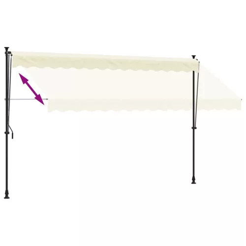 Krémszínű szövet és acél feltekerhető napellenző 350 x 150 cm