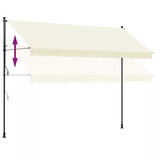 Krémszínű szövet és acél feltekerhető napellenző 350 x 150 cm