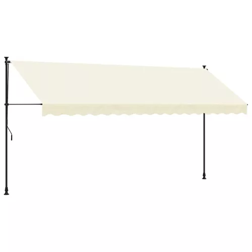 Krémszínű szövet és acél feltekerhető napellenző 400 x 150 cm