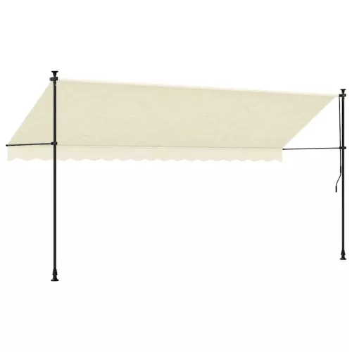 Krémszínű szövet és acél feltekerhető napellenző 400 x 150 cm