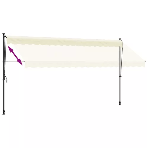 Krémszínű szövet és acél feltekerhető napellenző 400 x 150 cm