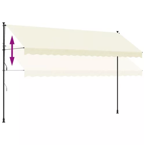 Krémszínű szövet és acél feltekerhető napellenző 400 x 150 cm