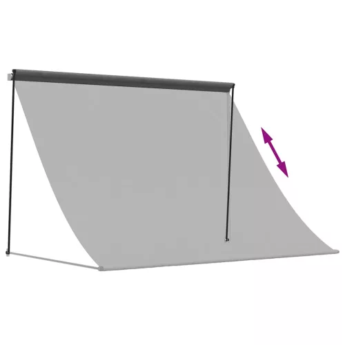 Antracit szövet és acél feltekerhető napellenző 250 x 150 cm