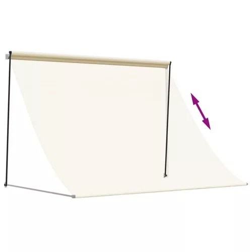 Krémszínű szövet és acél feltekerhető napellenző 250 x 150 cm