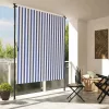 Kék és fehér szövet és acél kültéri roló 200 x 270 cm