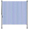 Kék és fehér szövet és acél kültéri roló 200 x 270 cm