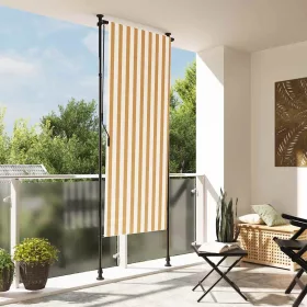   Narancssárga és fehér szövet és acél kültéri roló 120 x 270 cm