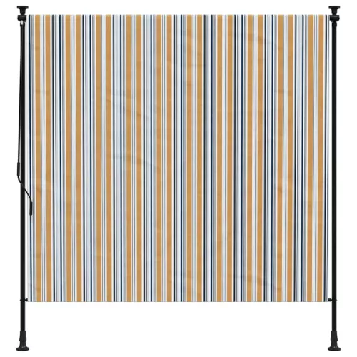 Sárga és fehér szövet és acél kültéri roló 150 x 270 cm