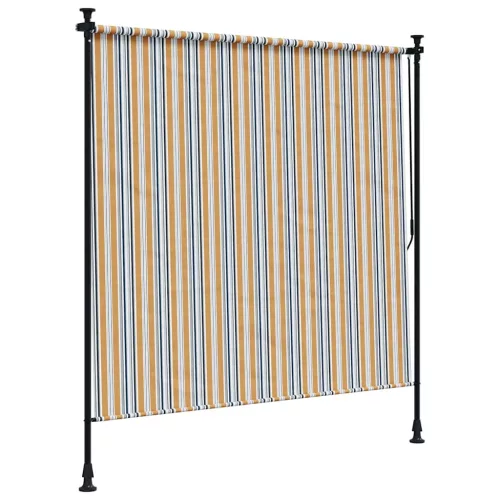 Sárga és fehér szövet és acél kültéri roló 150 x 270 cm