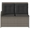 Szürke polyrattan dönthető kerti pad párnával