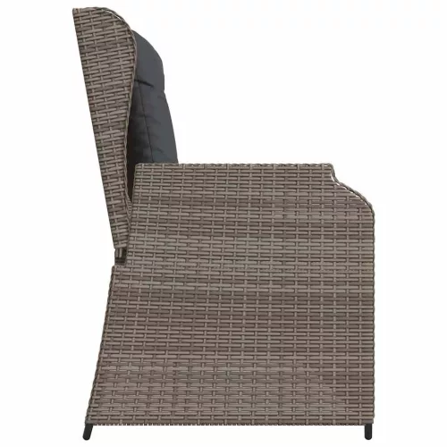 Szürke polyrattan dönthető kerti pad párnával