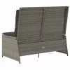 Szürke polyrattan dönthető kerti pad párnával