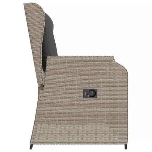 Világosszürke polyrattan dönthető kerti pad párnával