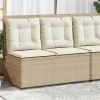 Bézs polyrattan dönthető kerti pad párnával