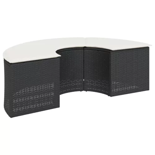 Fekete polyrattan kerti lábtartó párnával