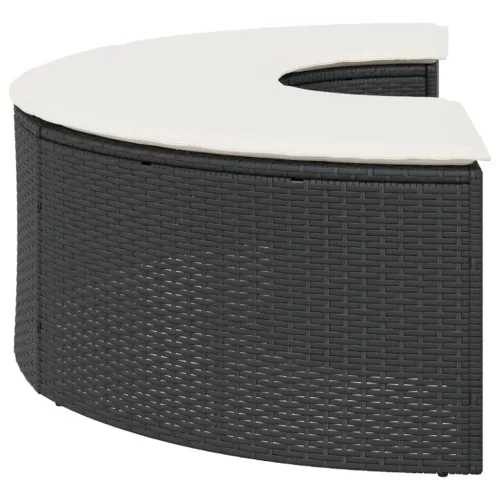 Fekete polyrattan kerti lábtartó párnával