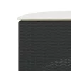 Fekete polyrattan kerti lábtartó párnával