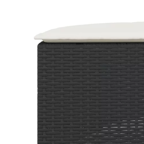 Fekete polyrattan kerti lábtartó párnával