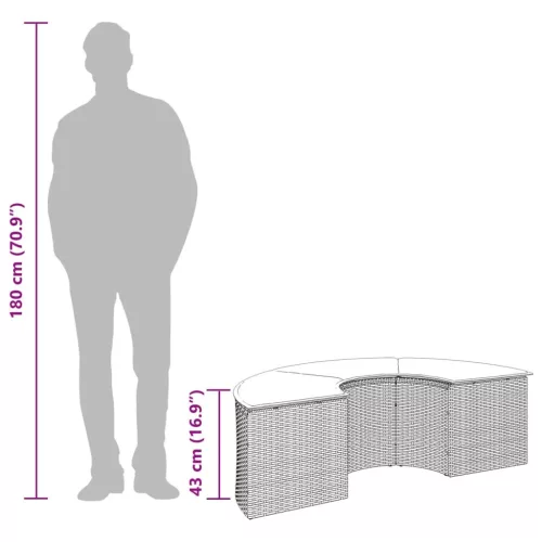 Fekete polyrattan kerti lábtartó párnával