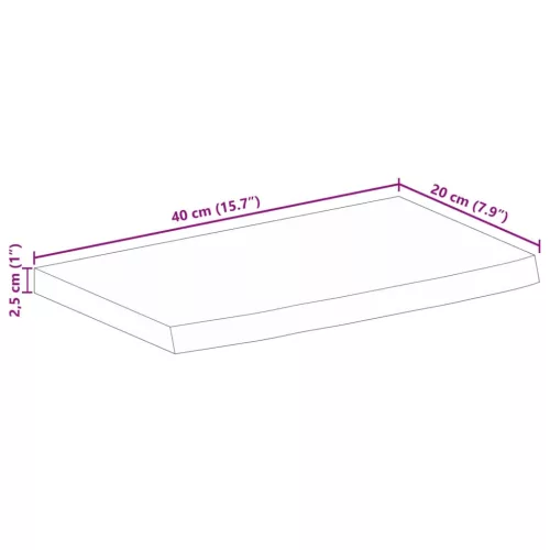 Tömör nyers mangófa természetes élű asztallap 40 x 20 x 2,5 cm