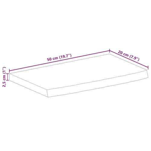 Tömör nyers mangófa természetes élű asztallap 50 x 20 x 2,5 cm