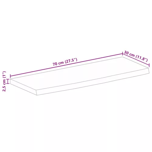 Tömör nyers mangófa természetes élű asztallap 70 x 30 x 2,5 cm