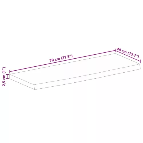 Tömör nyers mangófa természetes élű asztallap 70 x 40 x 2,5 cm
