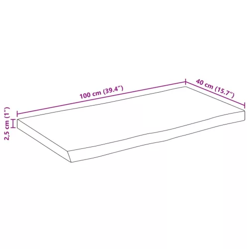 Tömör nyers mangófa természetes élű asztallap 100 x 40 x 2,5 cm