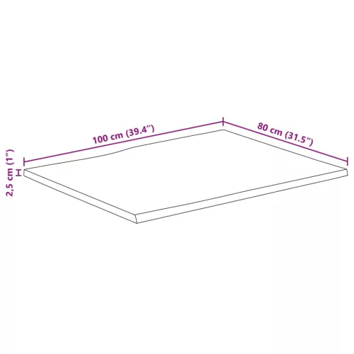 Tömör nyers mangófa természetes élű asztallap 100 x 80 x 2,5 cm