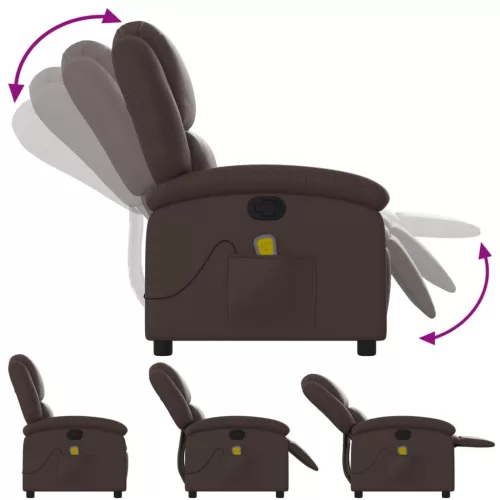 Barna műbőr dönthető masszázsfotel