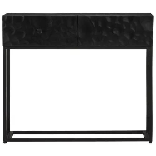 Fekete tömör mangófa és vas tálalóasztal 90 x 30 x 76 cm