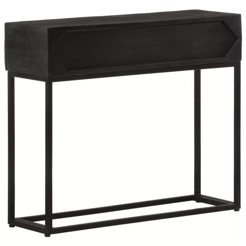 Fekete tömör mangófa és vas tálalóasztal 90 x 30 x 76 cm